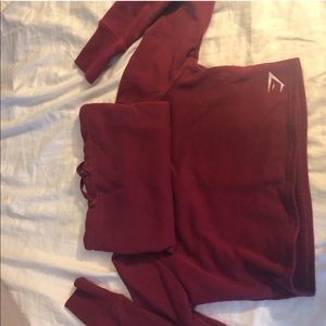Maroon Gymshark Cropped Sweater